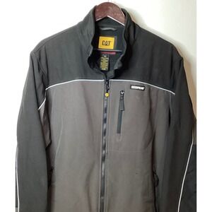 CAT Caterpillar Workwear Jacket Men's Black Grey Full Zip Softshell Large